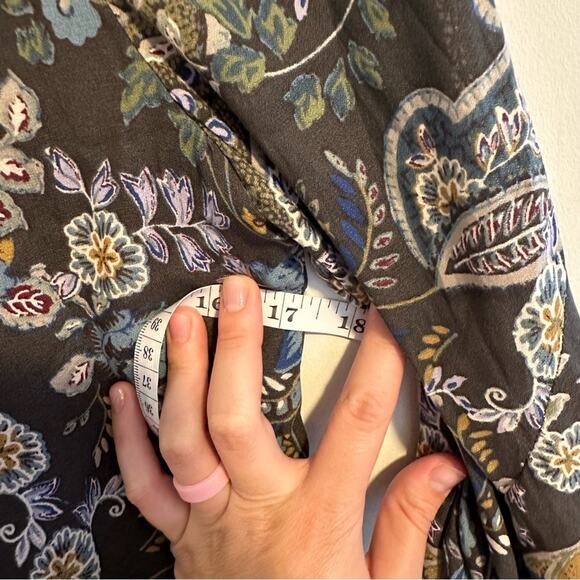 Free People Green Floral Lace Front Long Sleeve Mini Dress Small - Picture 8 of 14